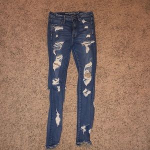 super stretch american eagle ripped jeans